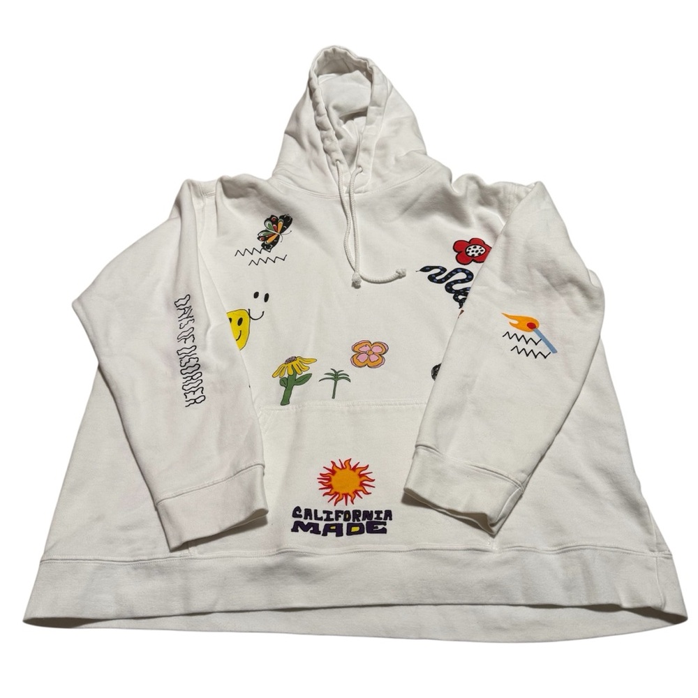 Pacsun Silence is Loud Patchwork Multi-Print Hoodie white XL